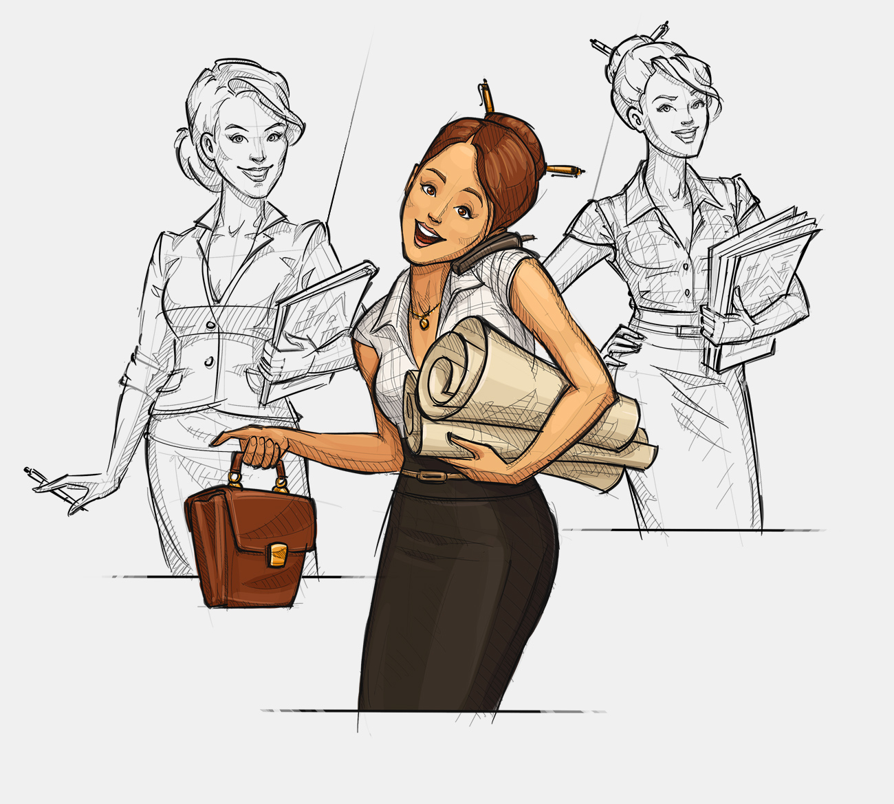 Business Woman - Sketches